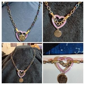 Multicolor Heart Chain Necklace with Love Pendant